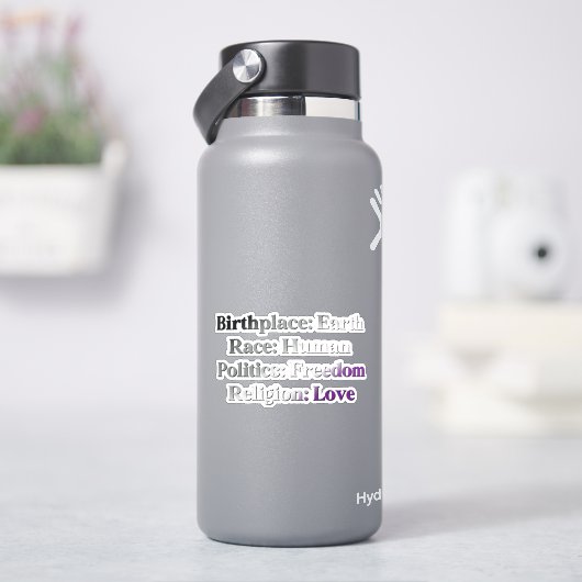 エイセクシャル プライド - 出生地: 地球、人種: 人間 シール (HydroFlask)