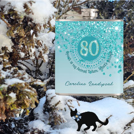 エイティイ&ティール（緑がかった色）ブルーグリッター&ドリンク引用文フラスコ フラスク