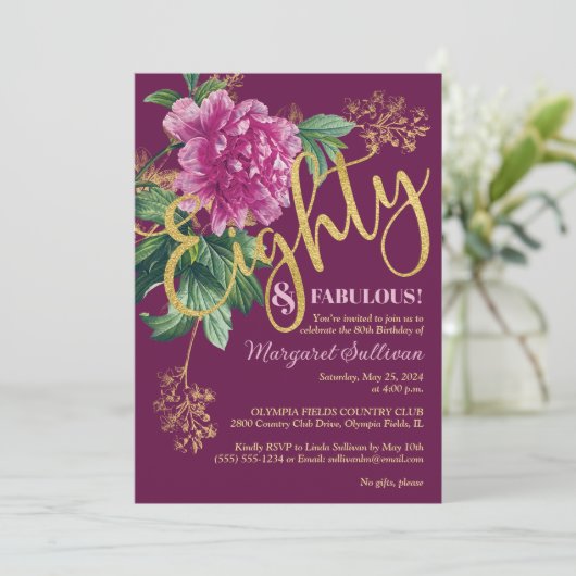 エイティスアンドファブルースピンク牡丹誕生日 招待状 (スタンド正面)