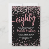 エイティブラックバラ金ゴールドグリッター80誕生日 招待状 (正面)