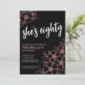 エイティブラックバラ金ゴールドピンク80th誕生日パーティー 招待状 (スタンド正面)