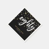 エイティブラック金ゴールド80thバースデーパーティー スタンダードカクテルナプキン (角)