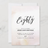 エイティ ミニマル 80歳の誕生日パーティー 水彩 招待状 (正面)