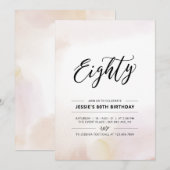 エイティ ミニマル 80歳の誕生日パーティー 水彩 招待状 (正面/裏面)
