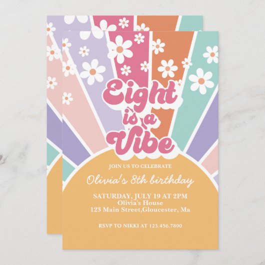 エイトはヴィブランとレトロサンシャインレインボーデイジー 招待状 (正面/裏面)