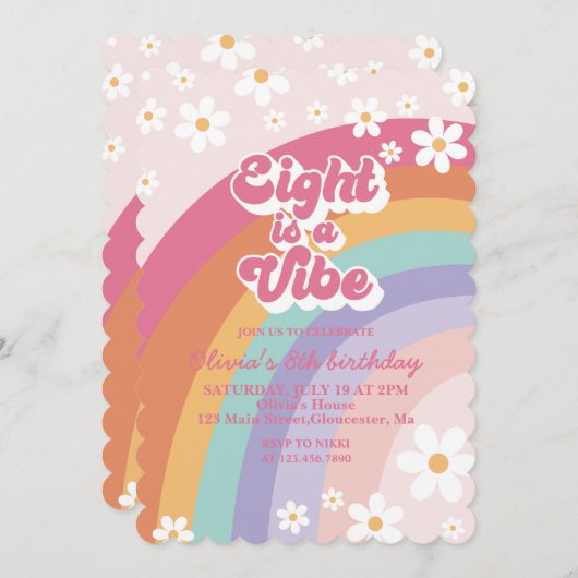 エイトバイブレインボー8th誕生日招待状 招待状 (正面/裏面)
