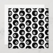 エイトボールビリヤードプールパターンのカスタム色 招待状 (正面/裏面)