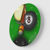 エイトボールプールとビリヤード ラージ壁時計 (傾斜)