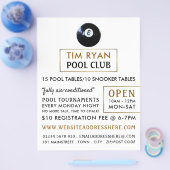エイトボール、プールクラブ、スヌーカー広告クラブ チラシ (シングル)