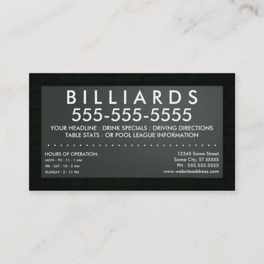 エイトボール：電気標識 名刺 (正面)