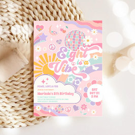 エイト・イズ・ア・バイブ ディスコ レインボー サン 8歳の誕生日 招待状