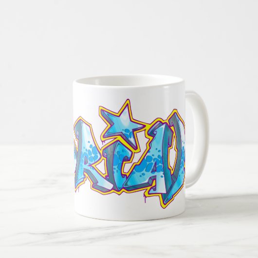 エイドリアンの落書きの名前- コーヒーマグカップ (正面右)