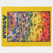 エイドリアン-黄色 フリースブランケット (正面(横))