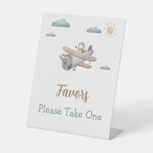 エイビーフライトベビーシャワー旅行テーマ 台座サイン (正面)