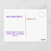 エイピルはスーツケースを持つデイペンギンを馬鹿にする ポストカード (裏面)