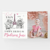 エイフェルタワーパリパリパリ写真ハッピーバースデー 横断幕 (横)
