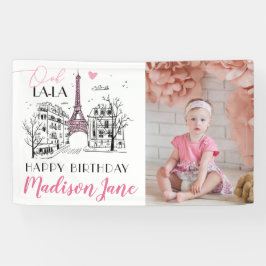 エイフェルタワーパリパリパリ写真ハッピーバースデー 横断幕