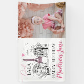 エイフェルタワーパリパリパリ写真ハッピーバースデー 横断幕 (縦)