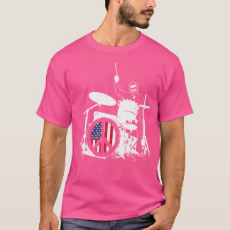 エイブラハムリンカーンアメリカ国旗のドラム・ドラマー Tシャツ