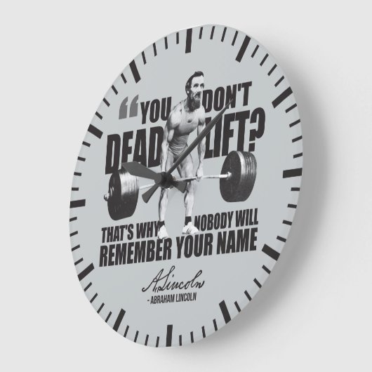 エイブラハムリンカーンジムユーモア – Deadlift ラージ壁時計 (傾斜)