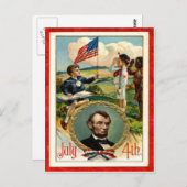 エイブラハムリンカーンチルドレンヴィンテージ7月4日 ポストカード (正面/裏面)