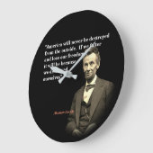 エイブラハムリンカーン引用文オンアメリカの破滅 ラージ壁時計 (傾斜)