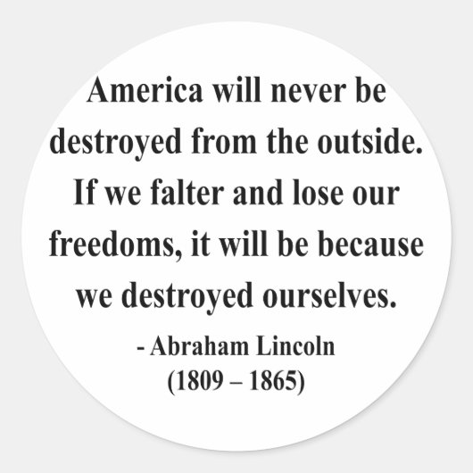 エイブラハムリンカーン引用文1a ラウンドシール (正面)