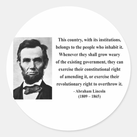 エイブラハムリンカーン引用文9b ラウンドシール (正面)