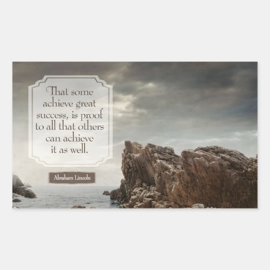 エイブラハム感動的リンカーン引用文「成功」 長方形シール (正面)