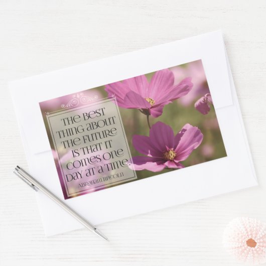 エイブラハム感動的リンカーン引用文「未来」 長方形シール (封筒)