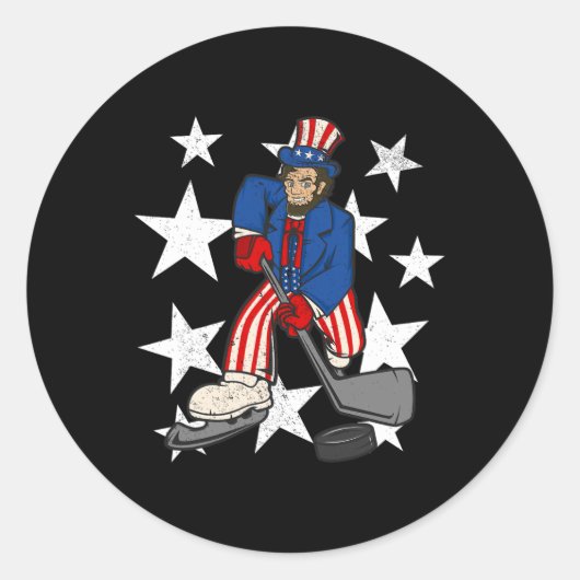 エイブラハム遊リンカーンのホッケーおもしろい7月4日Hoc ラウンドシール (正面)