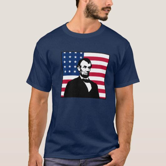 エイブラハム・リンカーンおよび米国旗 Tシャツ (正面)