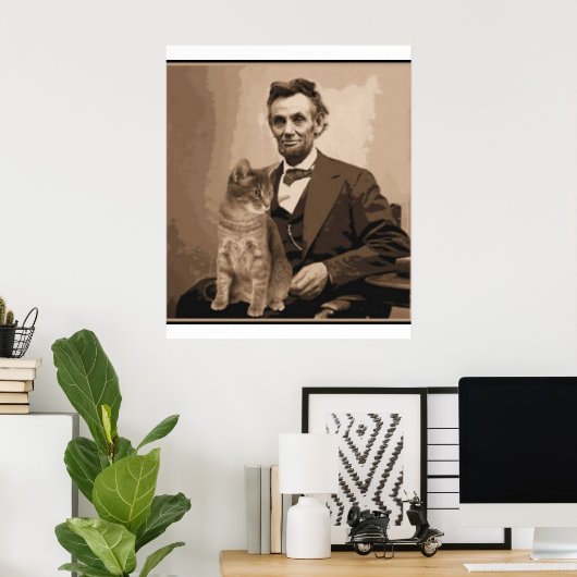 エイブラハム・リンカーンとその猫「ディクシー」 ポスター (ホームオフィス)