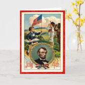 エイブラハム・リンカーンの子供のヴィンテージ7月第4 カード (黄色い花)