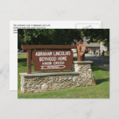 エイブラハム・リンカーンの少年時代のホームサイン、ノブ・ヒル、KY ポストカード (正面/裏面)