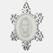 エイブラハム・リンカーン大統領の5ドルの金 スノーフレークピューターオーナメント (右)