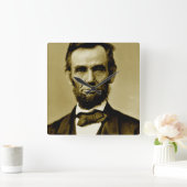 エイブラハム・リンカーン第16期米国大統領 スクエア壁時計 (ホーム)