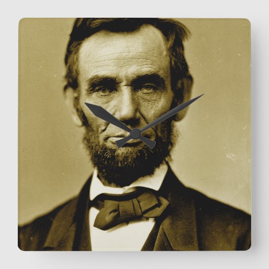 エイブラハム・リンカーン第16期米国大統領 スクエア壁時計 (正面)