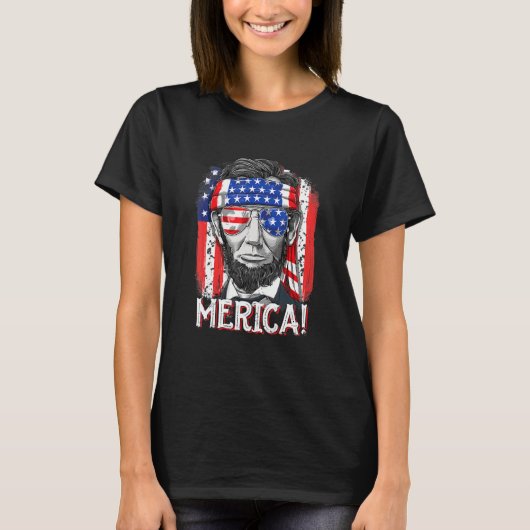 エイブラハム・リンカーン7月の4thメリカ男性の女性アメリ tシャツ (正面)