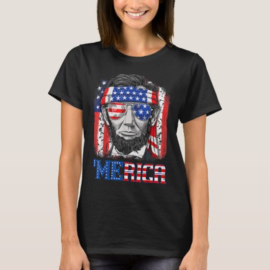 エイブラハム・リンカーン7月の4thメリカ男性の女性アメリ tシャツ (正面)