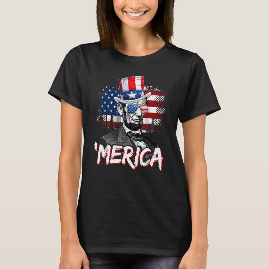 エイブラハム・リンカーン7月の4thメリカ男性の女性アメリ tシャツ (正面)