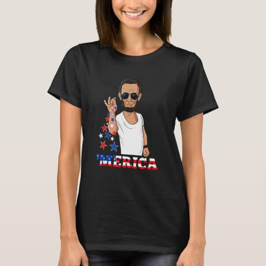 エイブラハム・リンカーン7月4日メリカ Tシャツ (正面)