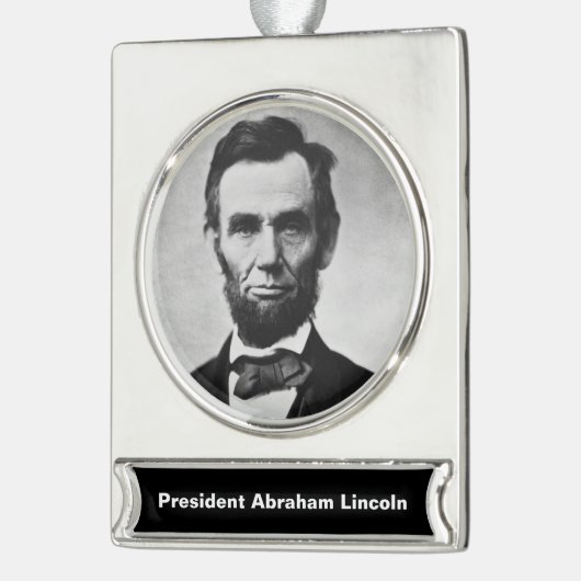 エイブラハム・リンカーン:アメリカ16代大統領 シルバープレートバナーオーナメント (左)