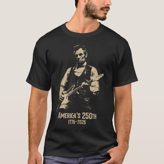 エイブラハム・リンカーン ギター演奏 7月4日 250周年記念 Tシャツ (正面)