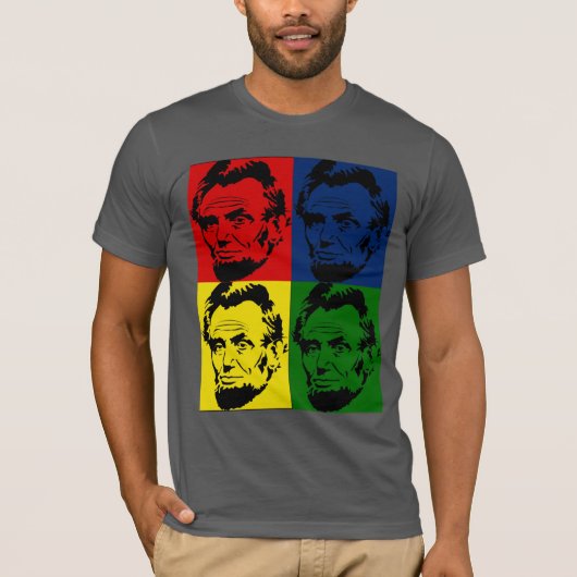 エイブラハム・リンカーン モダン4色肖像 - Tシャツ (正面)