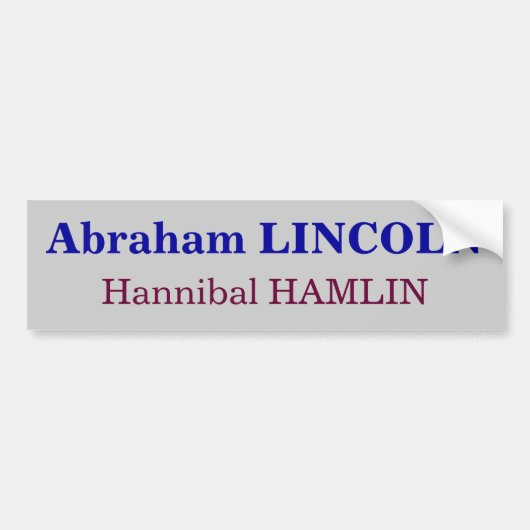 エイブラハム・リンカーン、Hannibal HAMLIN バンパーステッカー (正面)