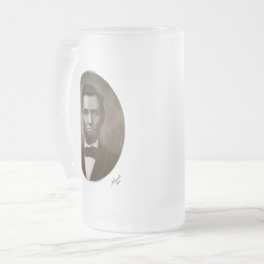 エイブリンカーンアメリカ大統領ヴィンテージポートレートUS フロストグラスビールジョッキ (正面左)