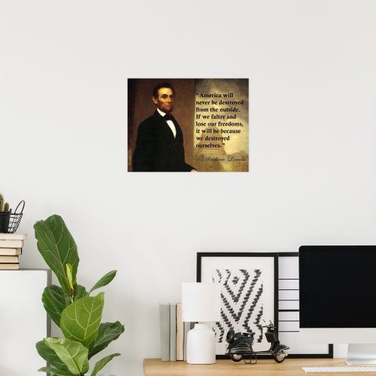 エイブリンカーン引用文アメリカは決して破壊されない ポスター (ホームオフィス)