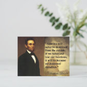 エイブリンカーン引用文「アメリカは決して…」 ポストカード (スタンド正面)