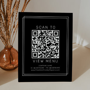 エイブリー モダン ダーク ブラック レストラン メニュー QR コード 台座サイン